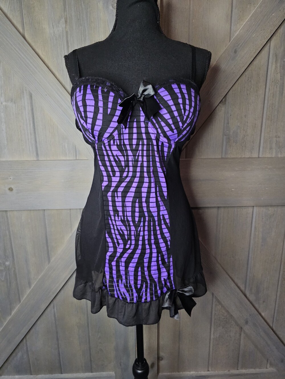 Y2k Purple Zebra Print Lingerie sz 1X